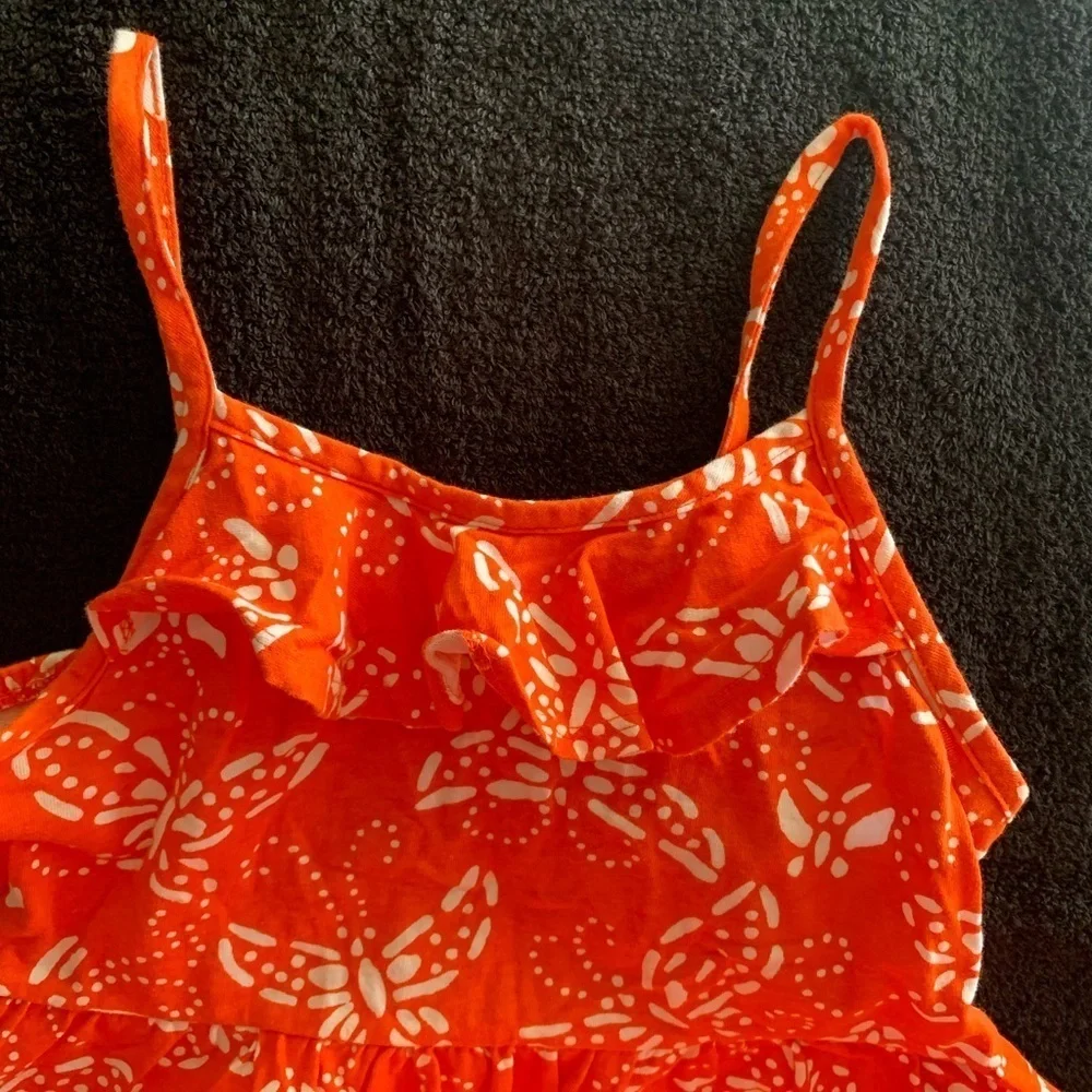Orange Butterfly Print Dress